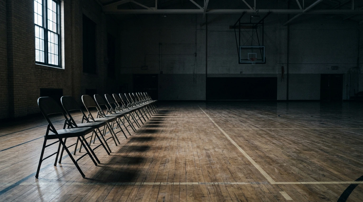 Rangée de sièges vides dans une salle avant une séance de sélection
