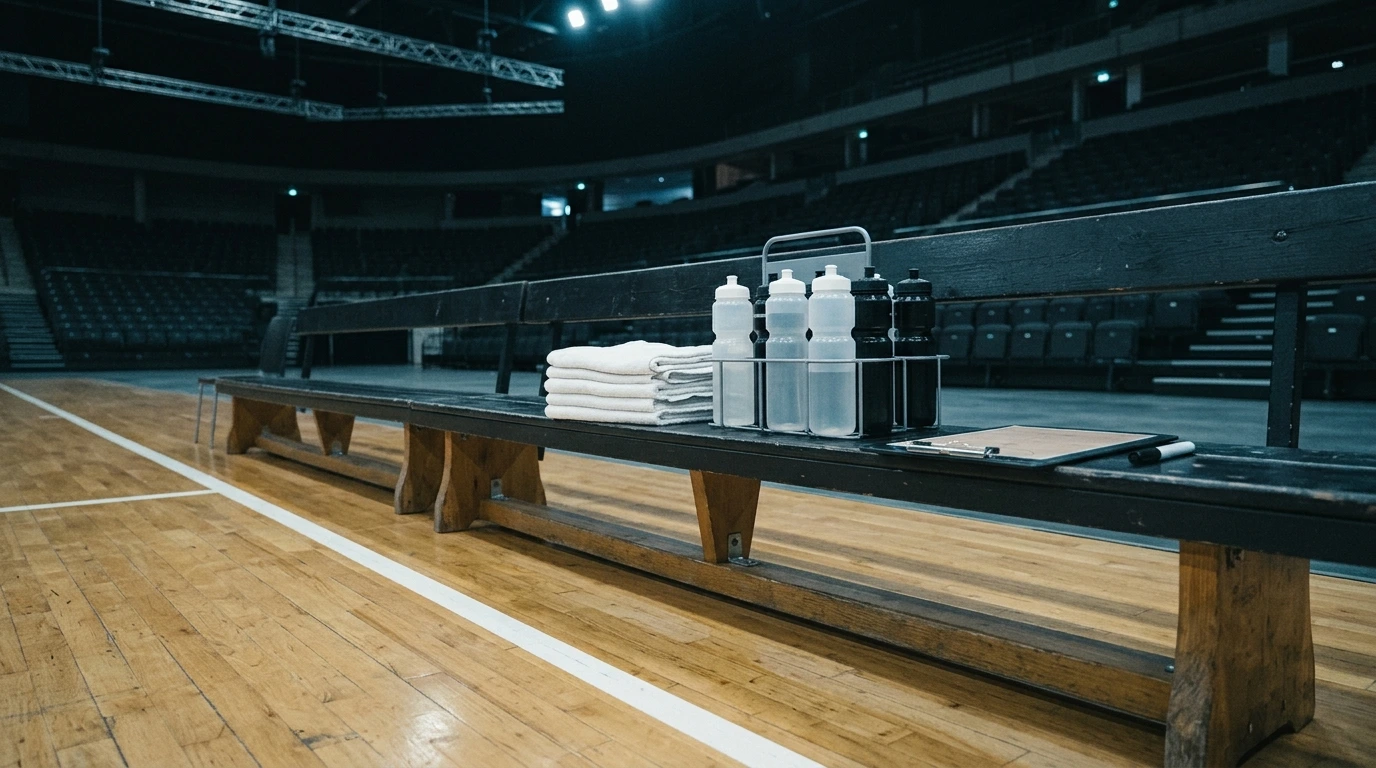 Banc de touche vide avec serviettes pliées